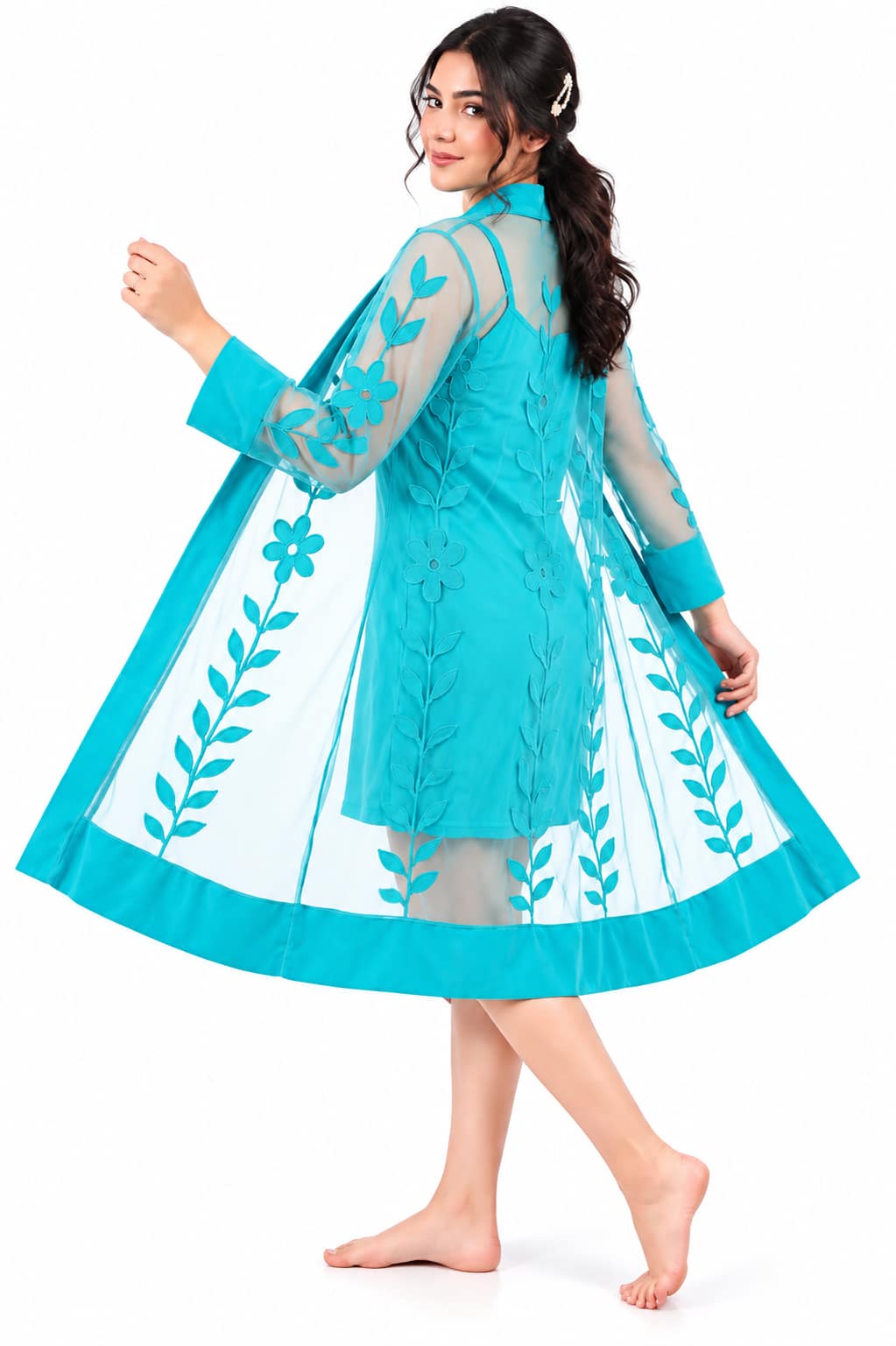 31ccb6a1-5b6d-450a-9fed-9e664711f06f قميص نوم نسائي Soula مع كيمونو غربول مطرز – تصميم أنيق بطبقات شفافة - الصورة 1