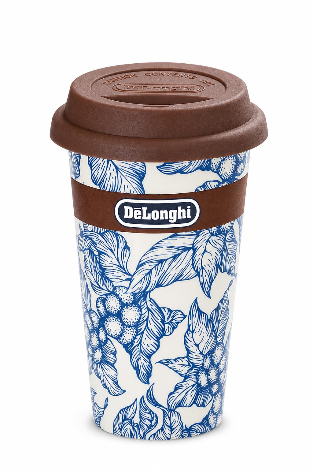 189949a7-7573-4ea0-a90d-36eb82489101.png كوب سفر سيراميك مزدوج الجدار De'Longhi DLSC064 بسعة 300 مل مع غطاء سيليكون - الصورة 1