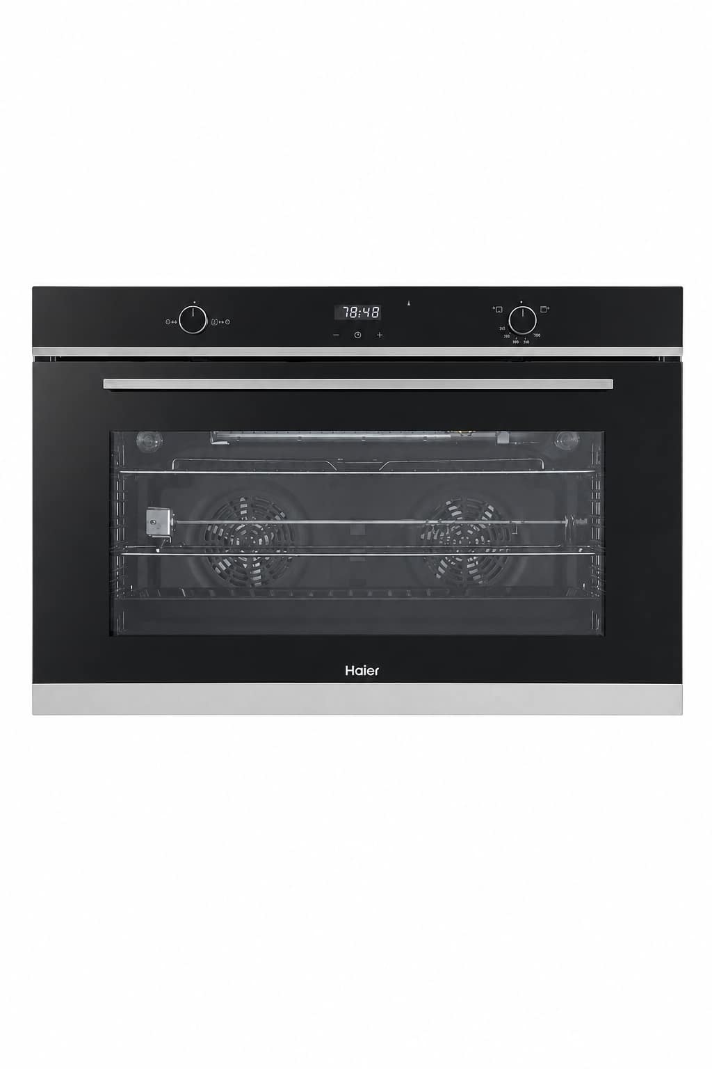 3aeea335-7b7e-4542-b5fa-89319f4bc340.png فرن غاز مدمج Haier HOX 9125 BX مقاس 90 سم بسعة 125 لتر ومروحتين حراريتين - الصورة 1
