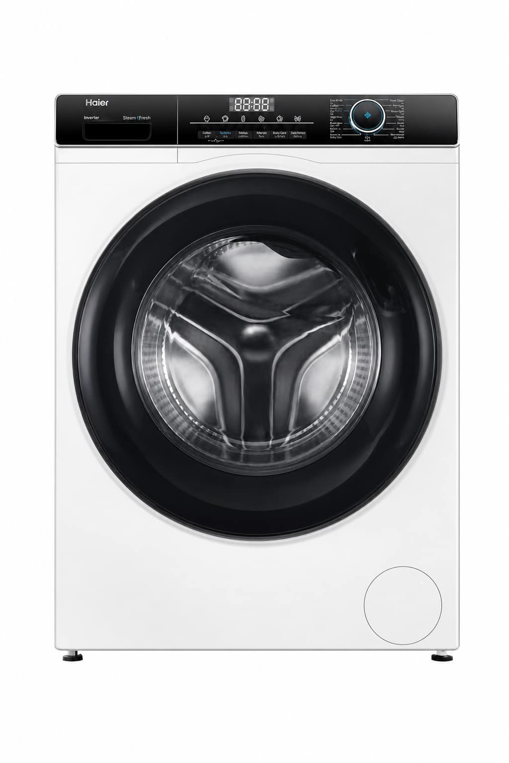 7304a638-8f1a-4608-b1eb-d84e9dc5e76c.png غسالة ملابس أمامية Haier سعة 8 كجم 1200 RPM بمحرك Inverter موديل HW80-BP12929 - الصورة 1