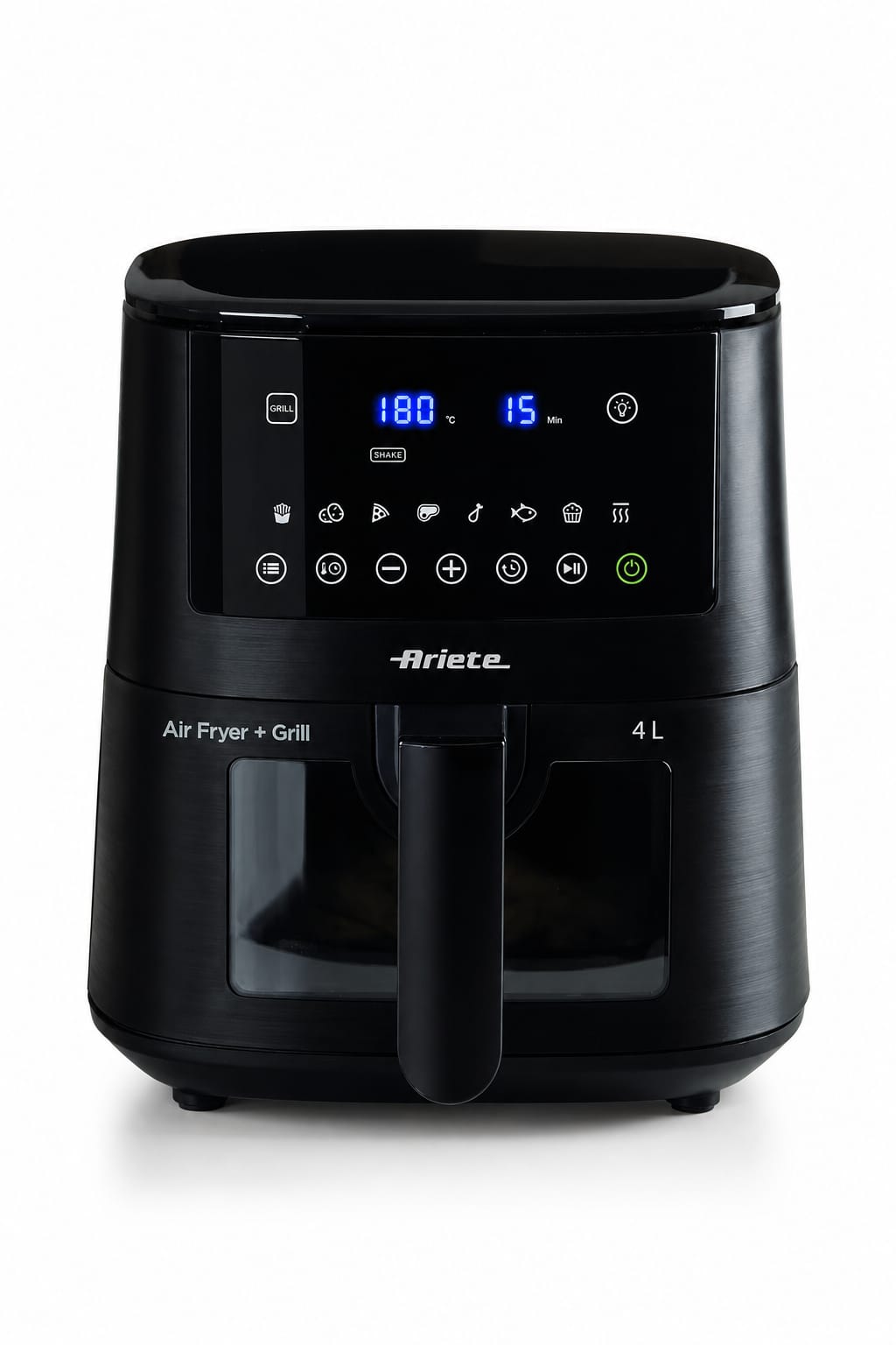 77950f8f-799f-4f44-aadc-59b935f72bd1.png قلاية هوائية Ariete 4633 بسعة 4 لتر وقدرة 1400 واط مع Grill وShake - أسود - الصورة 1