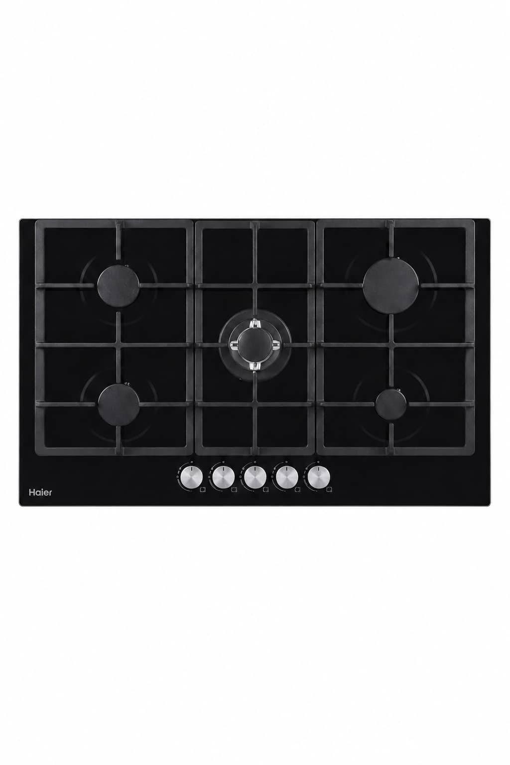 787c9031-99f6-4e30-8286-ee5041f18829.png موقد غاز مدمج Haier HOB-G95CBT3B مقاس 90 سم بزجاج أسود و5 شعلات - الصورة 1