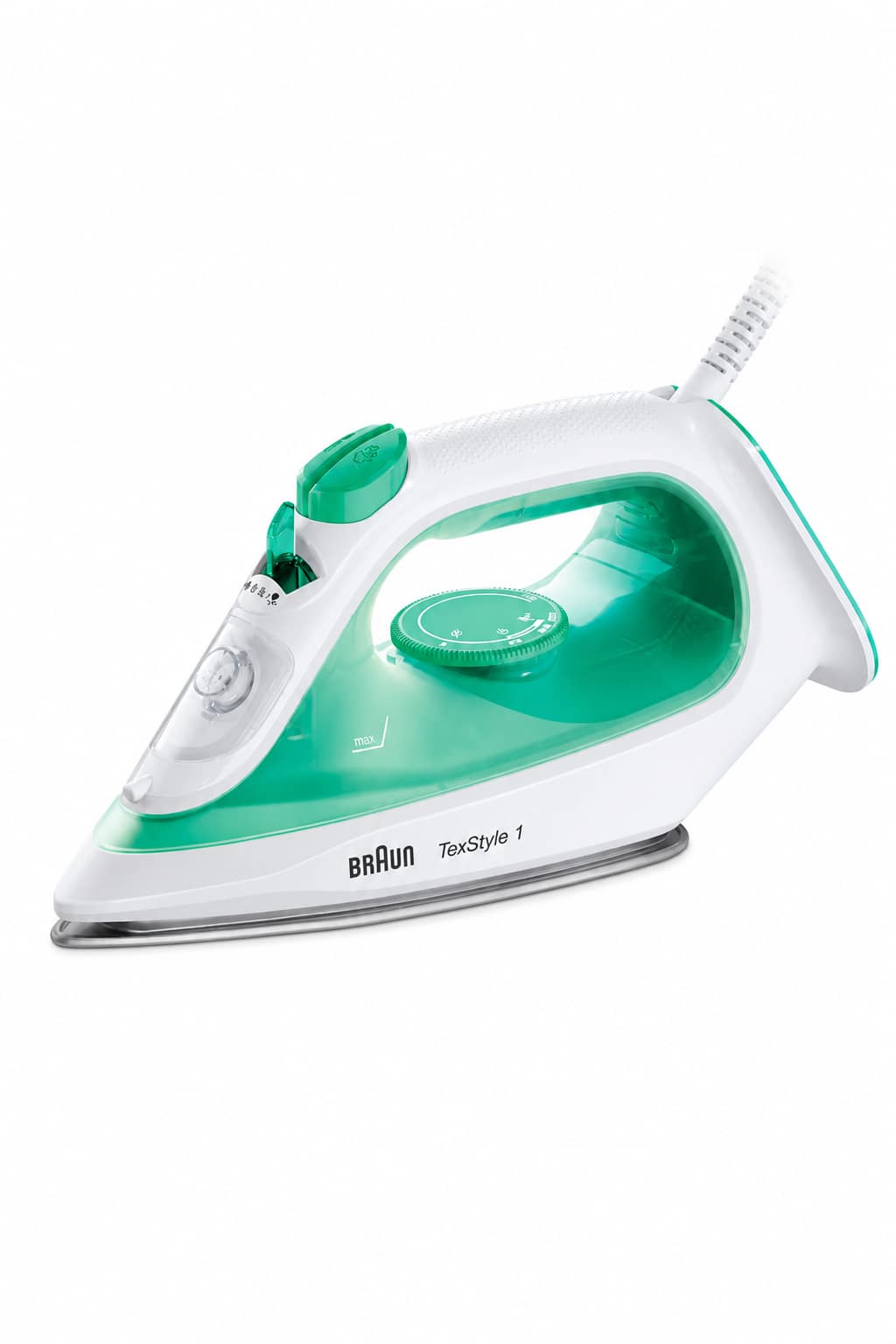98521097-46a8-4d0e-8d47-152d963d01e4.png مكواة بخار Braun TexStyle 1 SI1040GR بقدرة 2000 W ولوح Super Ceramic - الصورة 1