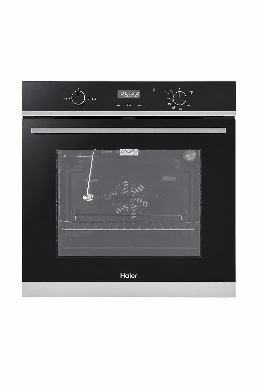 e88e263d-fbb5-4a5e-9d4f-460114840273.png فرن غاز مدمج Haier HOX 6121 BX سعة 80 لتر مع شواية ومروحة توزيع حرارة - الصورة 1
