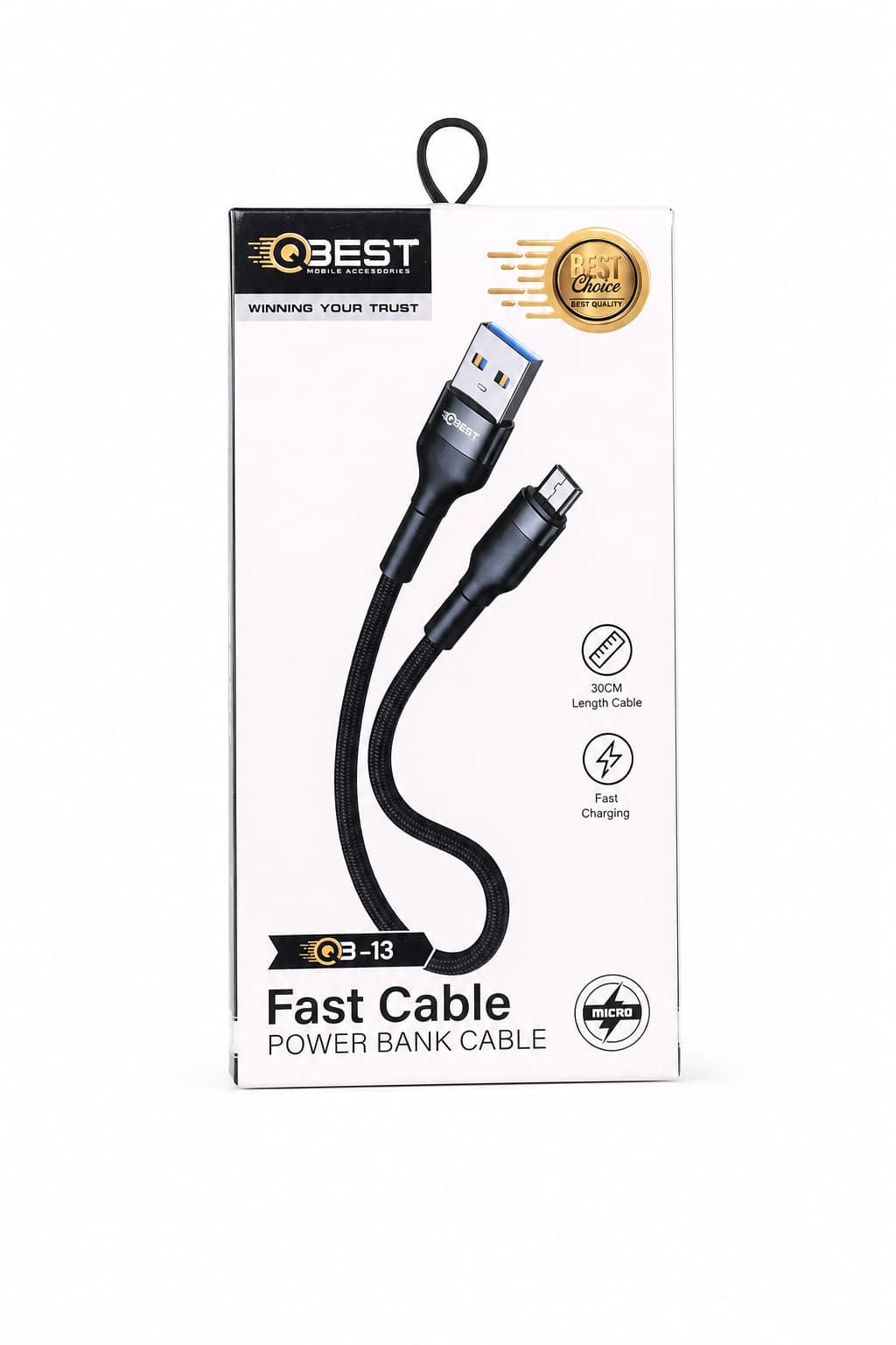 04a60aec-f89a-4969-9558-0f07184857cd.png وصلة باور بانك QBest USB إلى Micro بطول 30CM QB13 - الصورة 1