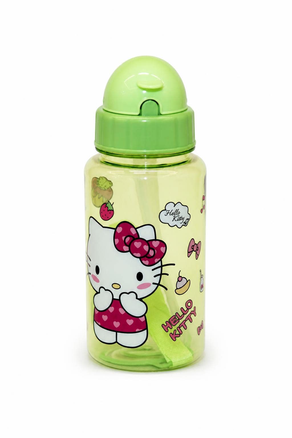 056b5980-c842-442c-9b1a-496d8fa58c77.jpg مطرة بلاستيكية خضراء مع شلمونة بتصميم Hello Kitty - 8346703 - الصورة 1