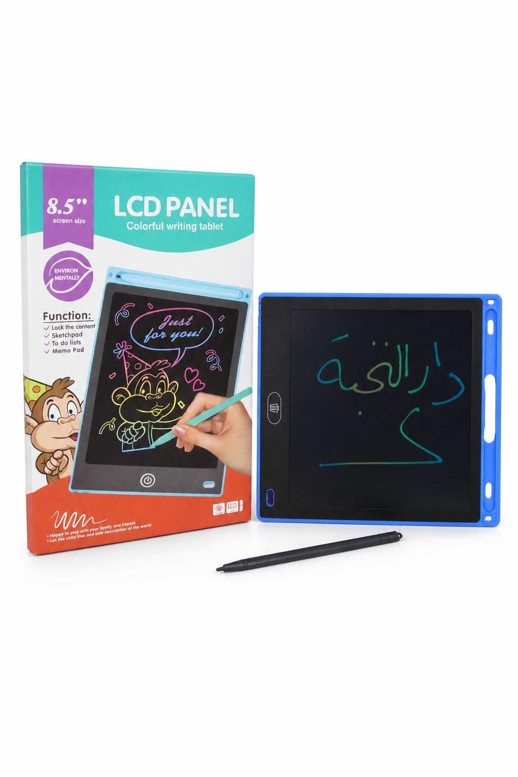 12cc1c9b-46f9-4d71-9143-093aec3e3777.jpg تابلت كتابة LCD ملون 8.5 بوصة مع قلم - موديل 12017 - الصورة 1