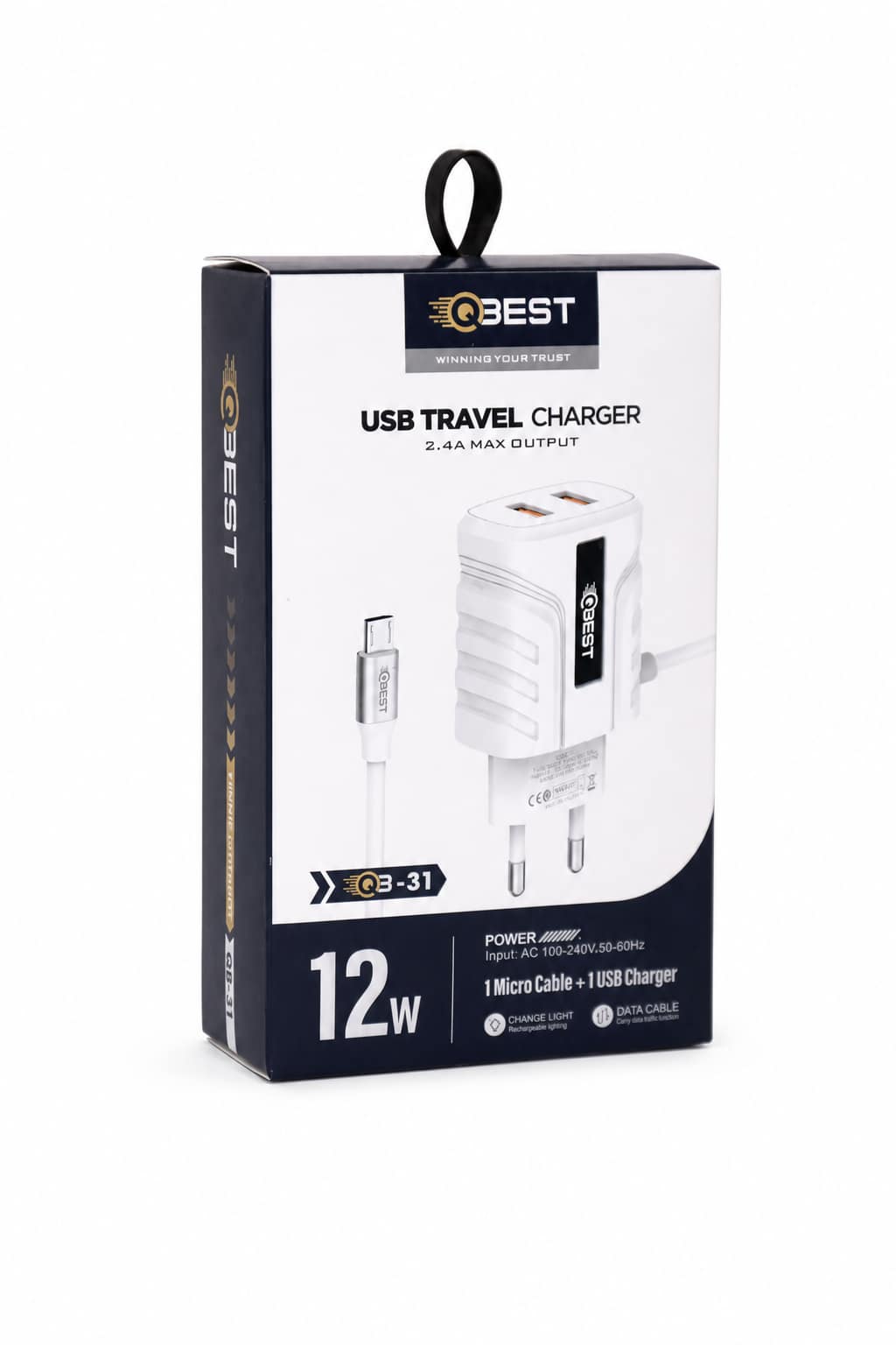 18c15e2b-fd5e-4b6e-8fb8-b7eacbafa025.png شاحن QBest بقدرة 12W ومنفذي USB QB31 - الصورة 1