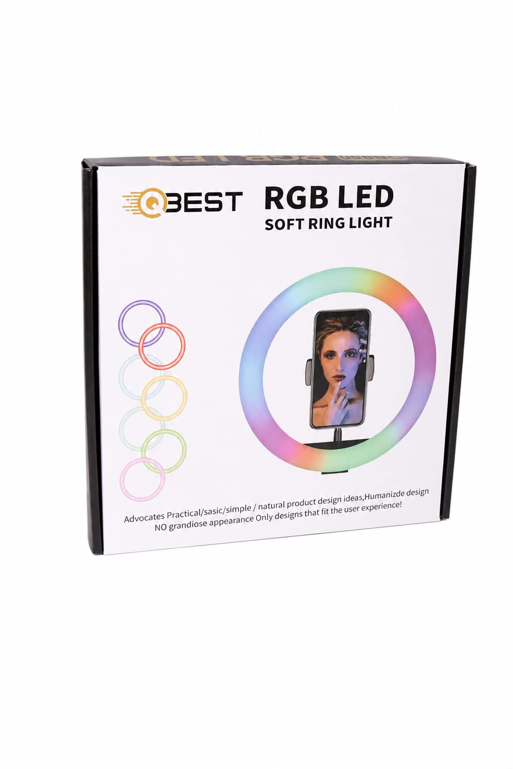 1febfa73-e8ba-4196-8df6-d87a3ab3b513.png حلقة إضاءة QBest QB953 RGB LED قياس 46 مع قاعدة تثبيت - الصورة 1