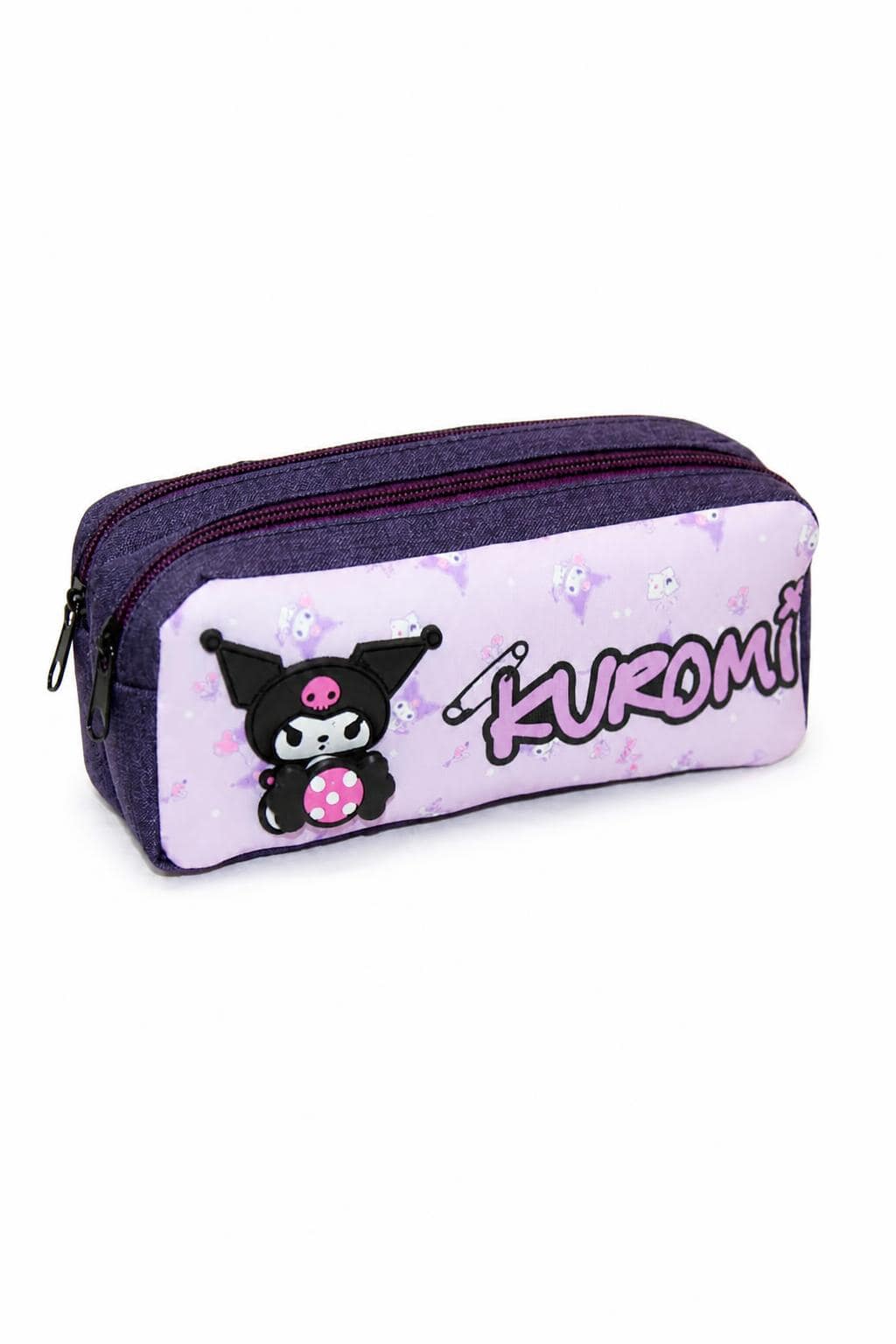 22030aa5-eda3-496b-8730-31b7af201079-1.jpg مقلمة مدرسية قماشية Kuromi بسحابين مع لعبة - 3795834 - الصورة 1