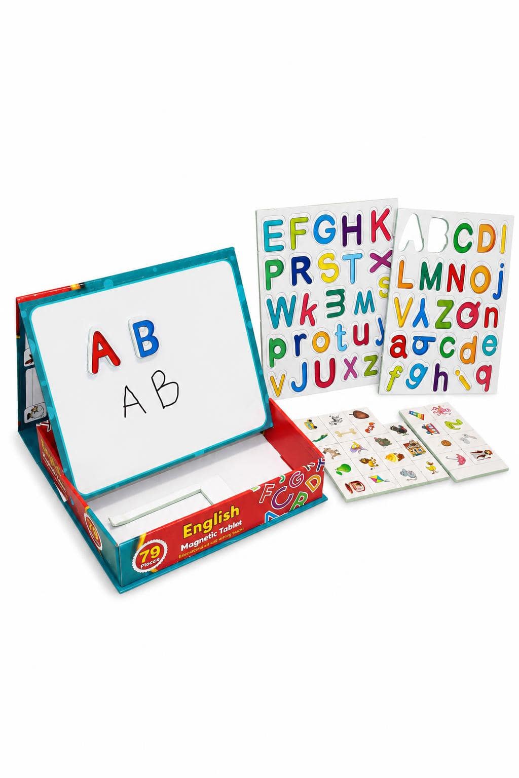 25d6be0b-1de5-46e3-80d6-4d4dcb27284e.jpg صندوق حروف إنجليزية مغناطيسية 79 قطعة - موديل 12474 - الصورة 1