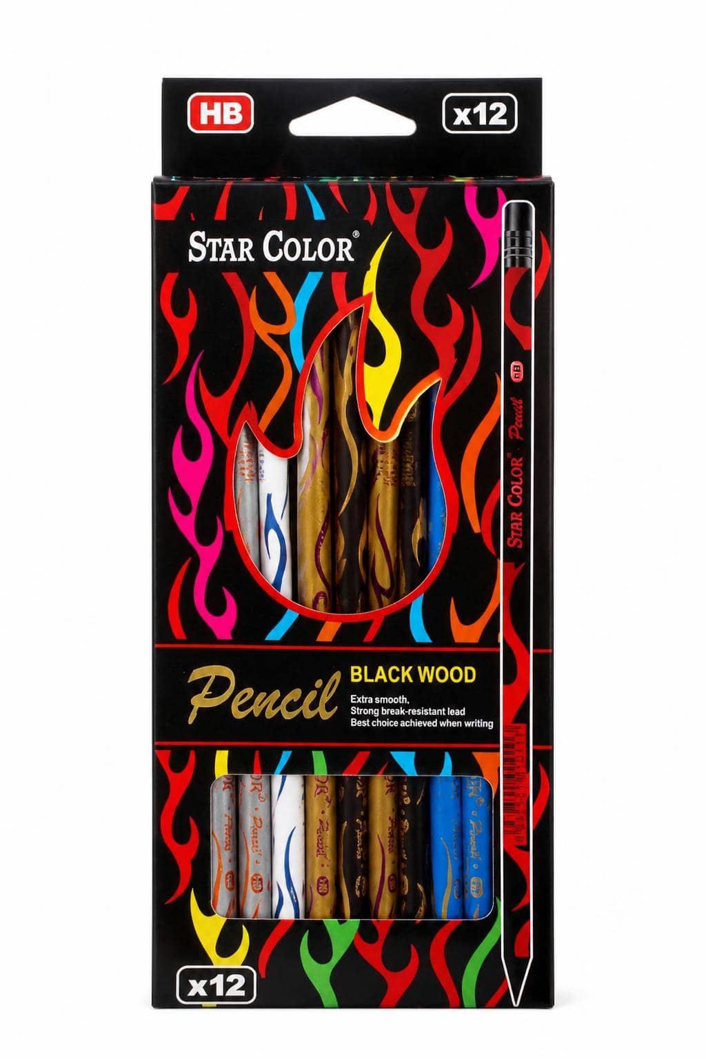 3900463f-209c-4ea3-83a2-9582e2b5bd11.jpg علبة أقلام رصاص خشبية Star Color HB عدد 12 - موديل 8791 - الصورة 1