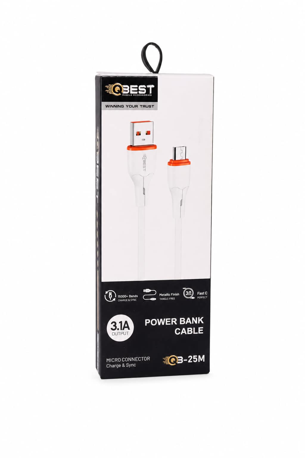 3a6210ac-18e7-4501-ae80-470015192020.png كيبل باور بانك QBest USB إلى Micro بطول 30 cm QB25M - الصورة 1