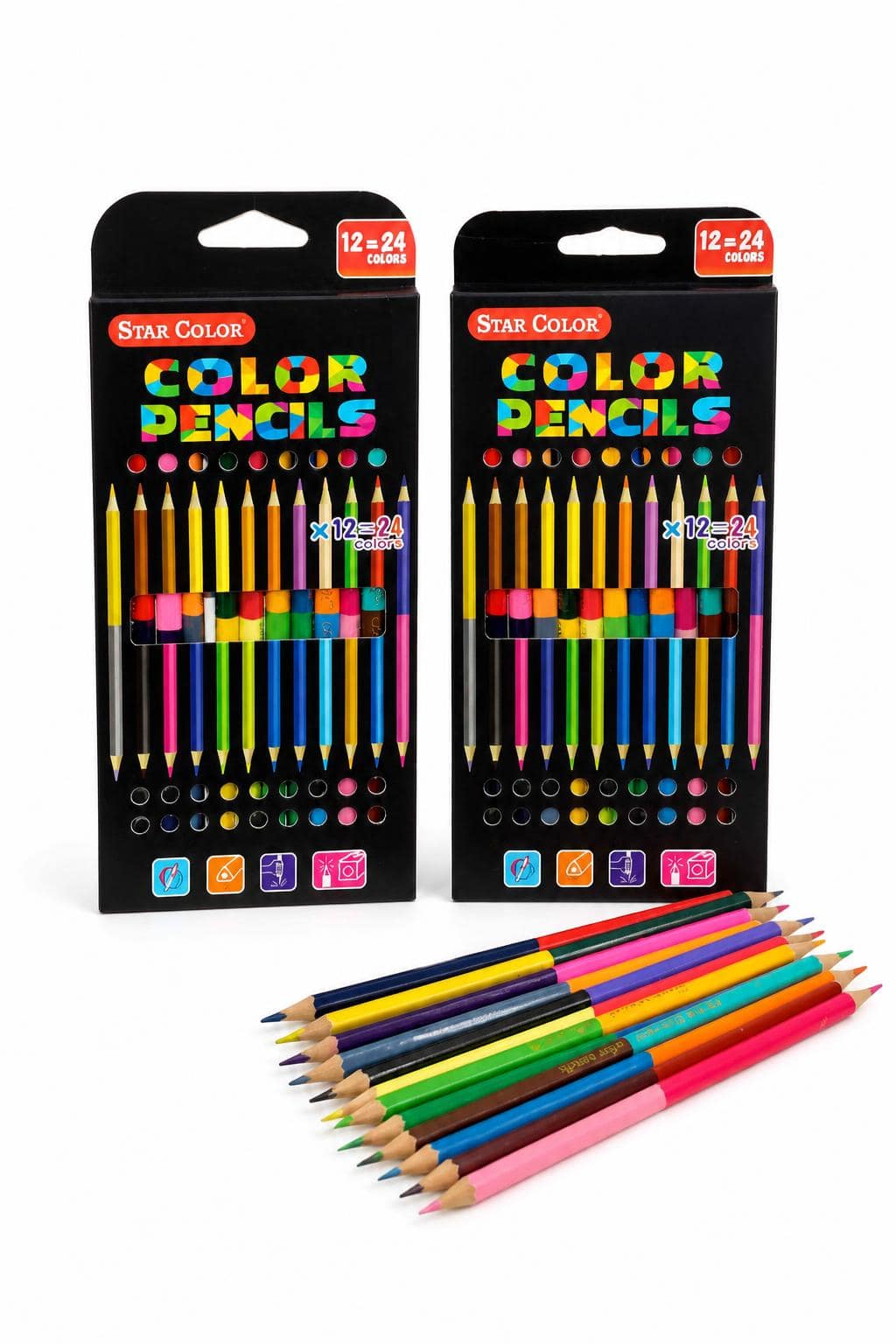 5c099984-bd2d-478a-b7f1-86f781bfdec2.jpg ألوان خشبية Star Color بطرفين 12 قلم و24 لون - 8788 - الصورة 1