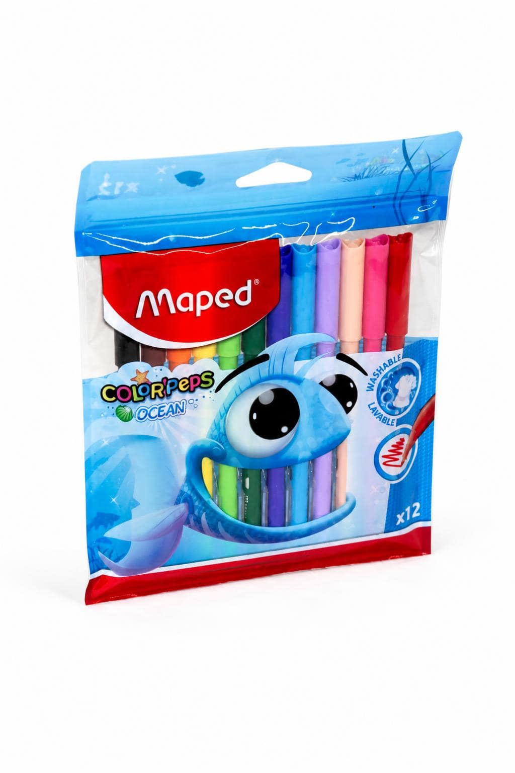 5cd67256-5eb7-416b-80e3-f9b57ba671eb-2.jpg ألوان فلوماستر Maped Color'Peps Ocean قابلة للغسل 12 لون - الصورة 1