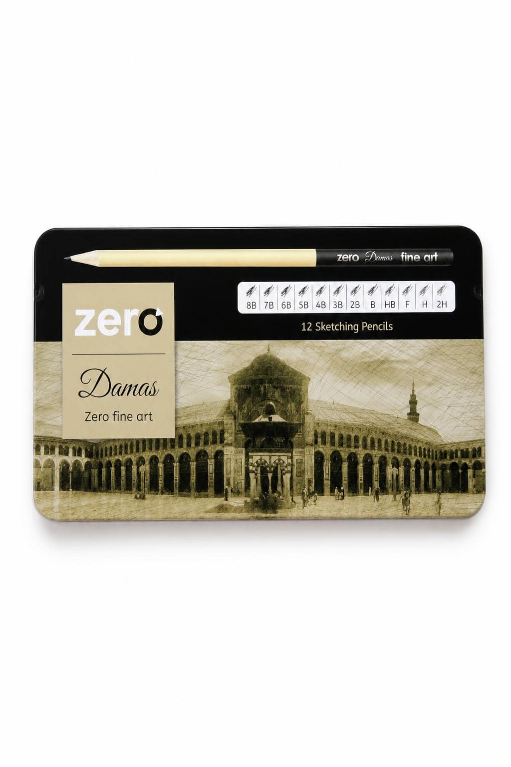 621f5829-ab15-4e03-b649-a917d3667199.jpg علبة أقلام رصاص zero Damas للرسم 12 درجة - موديل 1439 - الصورة 1
