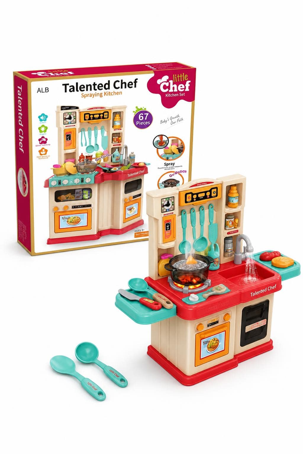 6954da7c-eeb9-4cc2-a1b4-4c8e31252c0b.jpg مطبخ ألعاب Talented Chef للأطفال 67 قطعة - 8507123 - الصورة 1
