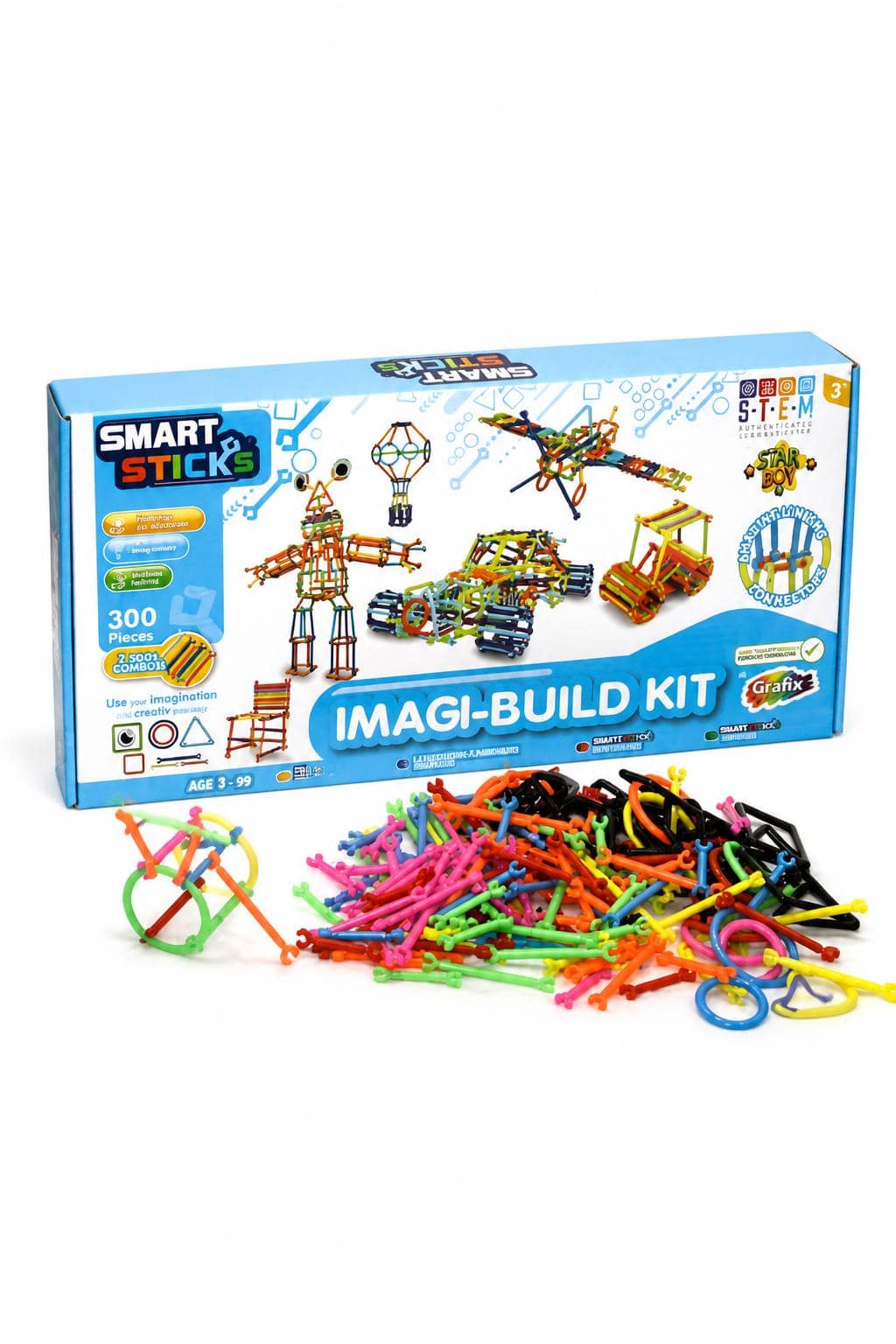 764c42f1-cbb6-42e9-8cbc-511bb28889e0.jpg لعبة SMART STICKS Magi-Build Kit 300 قطعة - موديل 14040 - الصورة 1