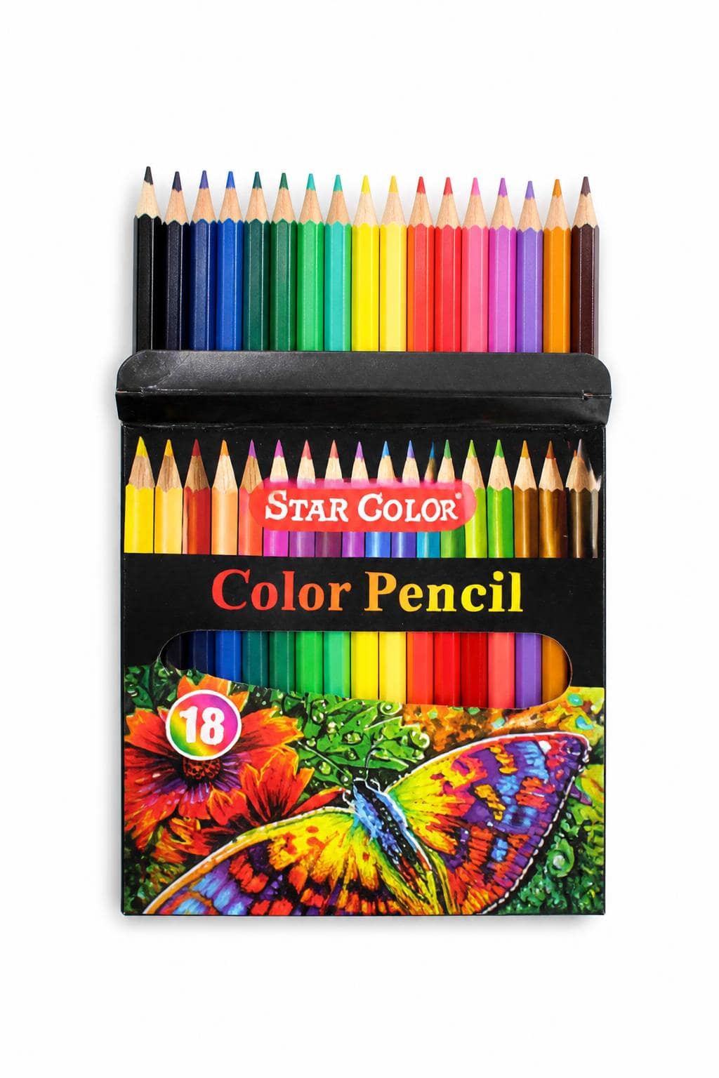 766a978d-e27d-42e4-bd65-d5b51b2b9a2b.jpg علبة ألوان خشبية ستار STAR COLOR 18 لون - موديل 8789 - الصورة 1