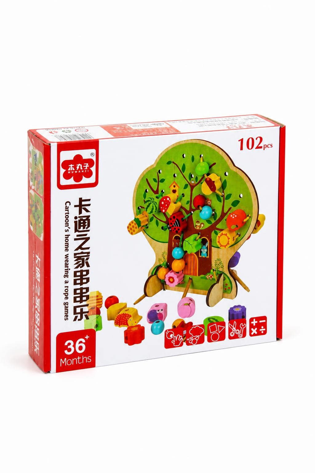 7b981ea0-3de8-48c1-b834-44785e5ccc53.jpg لعبة ضم الخيط MUWANZI شجرة خشبية 102 pcs - 16214 - الصورة 1