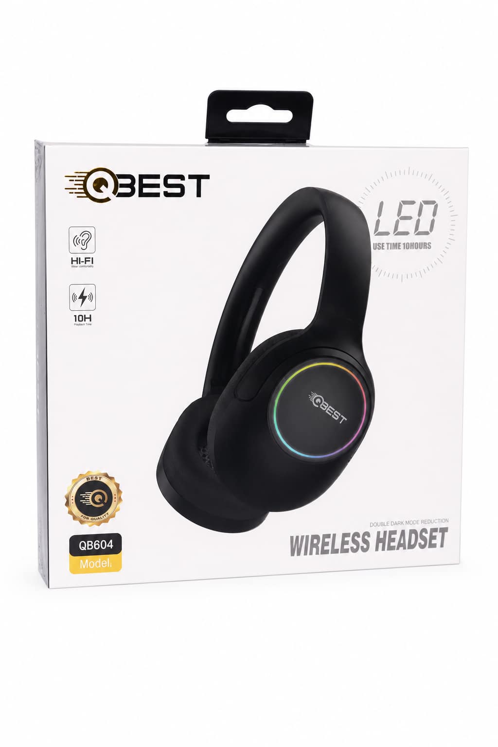 85a39157-2b98-4118-bab6-2f46b61d7838.png سماعة رأس لاسلكية QBest QB604 بإضاءة LED وتشغيل 10H - الصورة 1