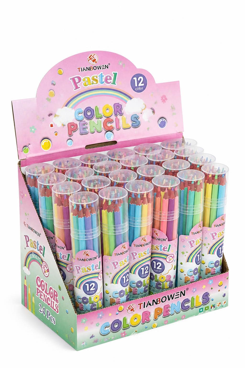 9a572f03-a364-4075-bf1a-546901b3d23a.jpg ألوان خشبية TIANBOWEN Pastel 12 لون بعلبة بلاستيك - 6608 - الصورة 1