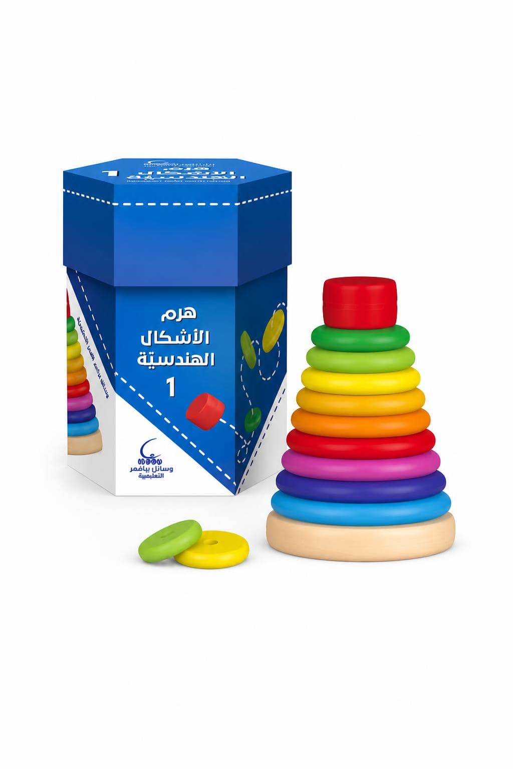 9d80fb1c-10d9-4012-9b29-e6b46adabfc6.jpg هرم الأشكال الهندسية الخشبية الملون 20089 - موديل 553 - الصورة 1