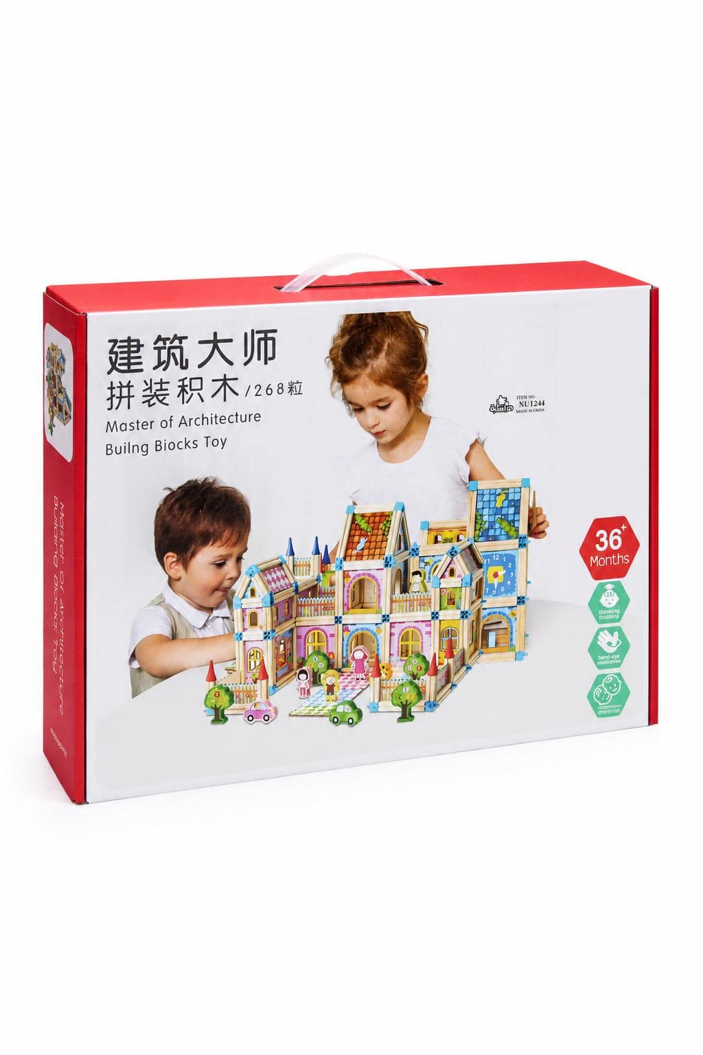 a4a2f526-ede9-495e-bfcd-17299fd06693.jpg لعبة بناء مدينة خشبية 268 قطعة للأطفال 36+ شهر - 9872534 - الصورة 1