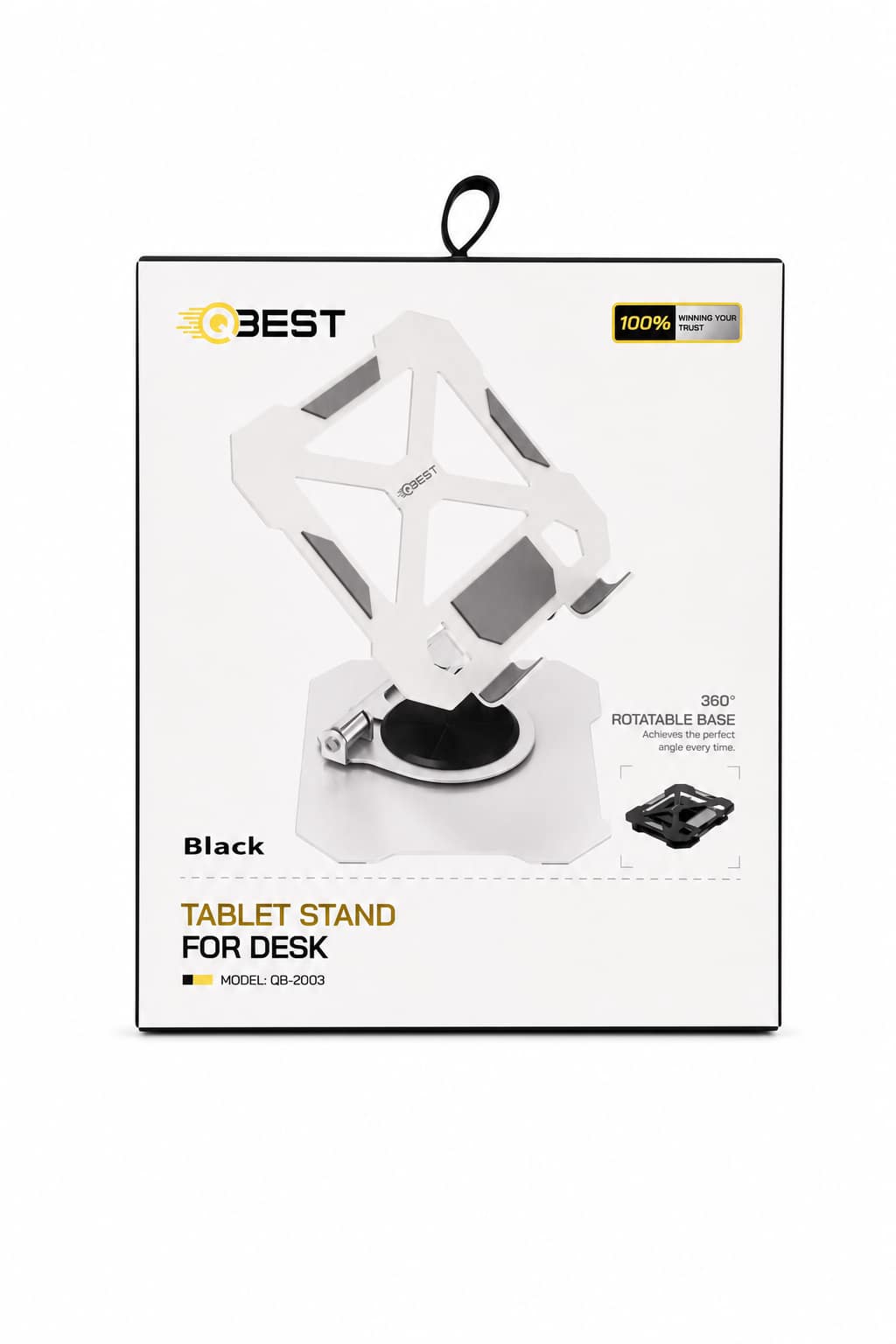 a6d833d1-a1ae-4cb7-83ec-f3e0554205fb.png حامل تابلت مكتبي QBest معدني بزاوية 360 درجة QB2003 - الصورة 1