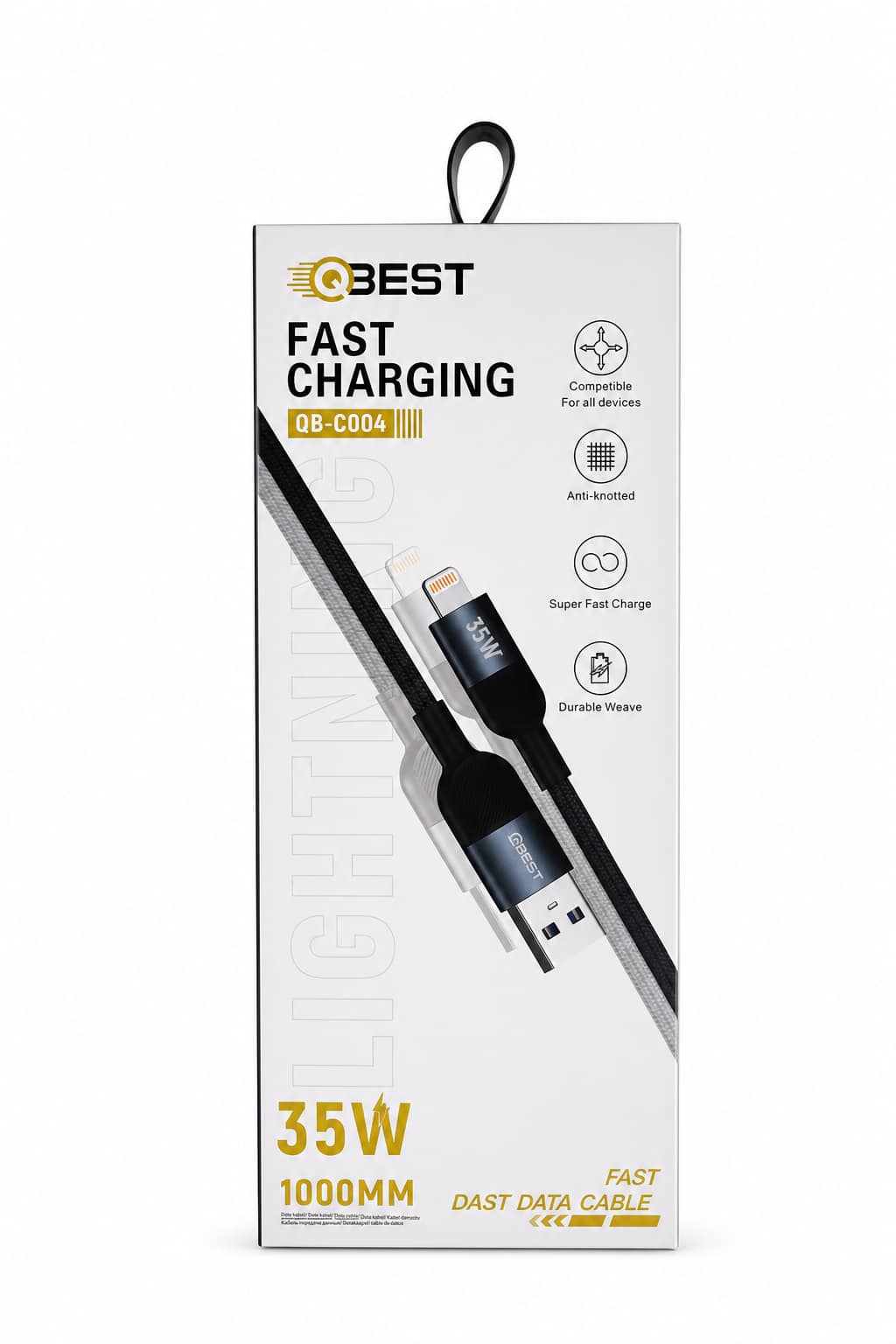 a866c995-2634-46c7-807b-e097a86c2260.png وصلة USB إلى Lightning من QBest للشحن السريع 35W QB C004 - الصورة 1