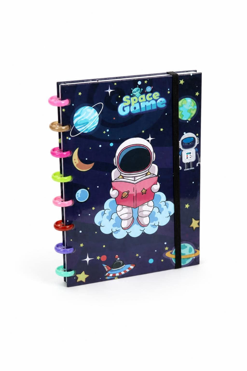 aa52b361-7438-432f-ae4b-e209e27761ac.jpg دفتر ذكريات Space Game بمطاطة وحلقات ملونة - 14182 - الصورة 1