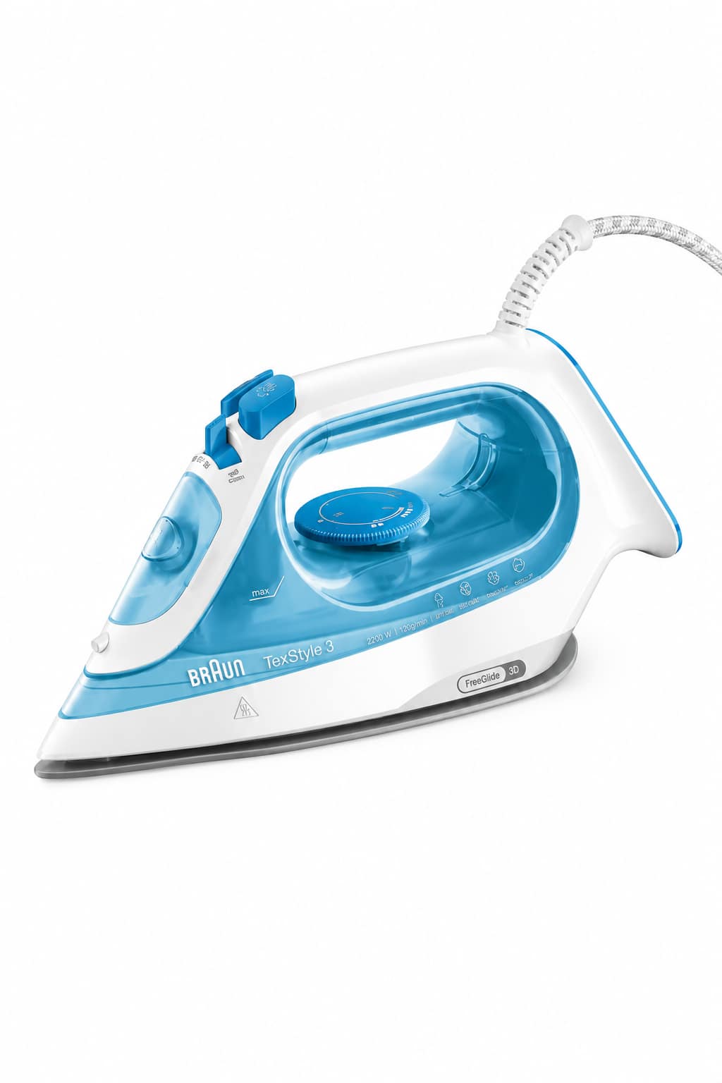 b76d287b-53e2-4bc2-b8fa-b3cdef4cbb9a.png مكواة بخار Braun TexStyle 3 SI3053BL بقدرة 2400 واط وتقنية FreeGlide 3D - الصورة 1