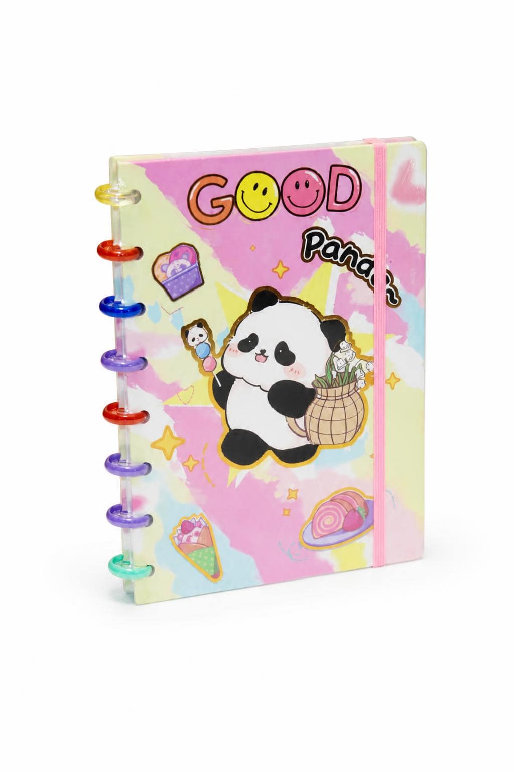 b870e901-8d6f-4458-a270-ab32da6ded2b.jpg دفتر ذكريات Good Panda بمطاطة وسلك ملون - 14187 - الصورة 1