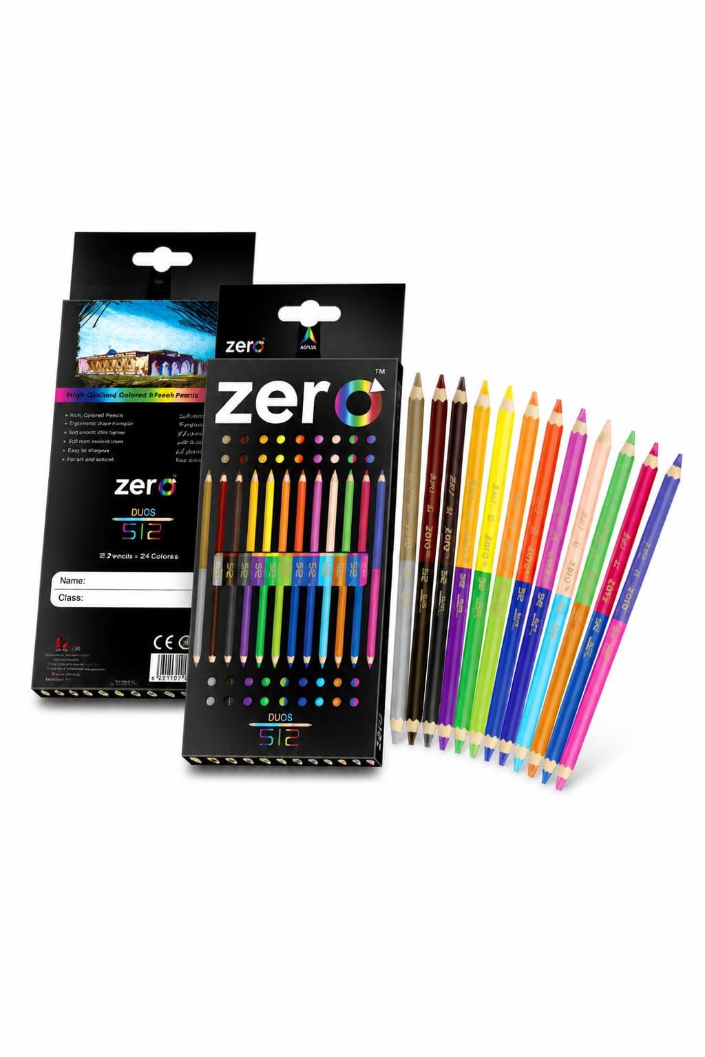 bb4e30a9-cfee-4b69-be18-320dbd036e1b.jpg علبة ألوان خشبية zero Duos 512 بطرفين 24 لون - موديل 1257 - الصورة 1