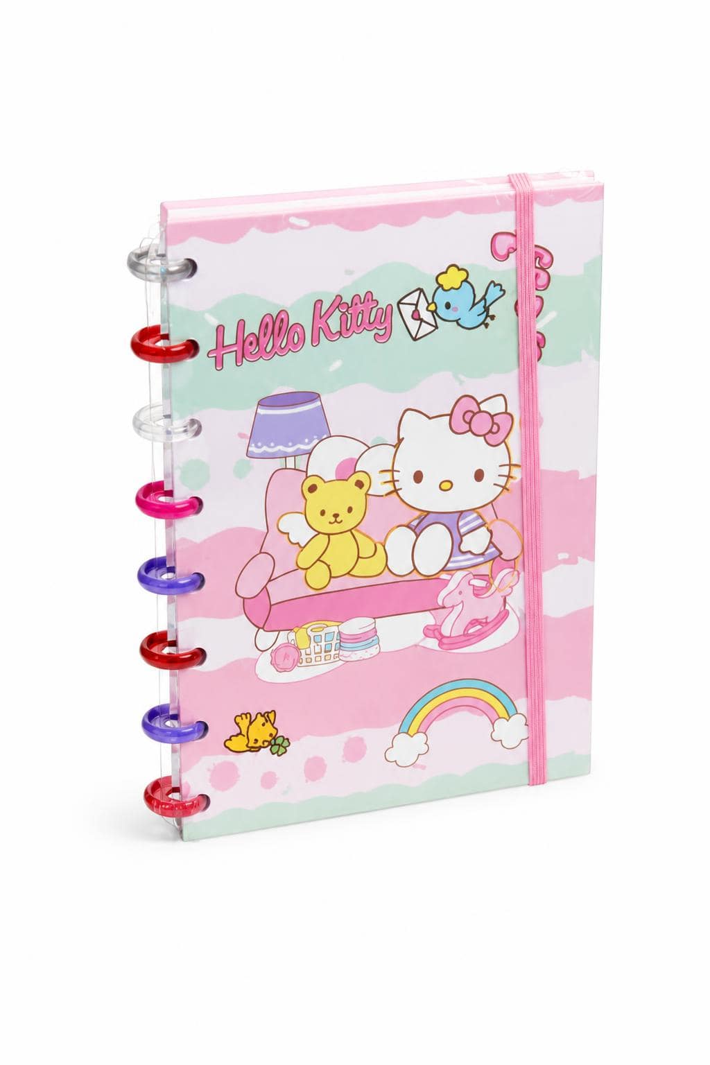 bc88dd98-5223-4719-9976-8666ffe60d78.jpg دفتر ذكريات Hello Kitty بمطاطة وسلك ملون - موديل 14177 - الصورة 1