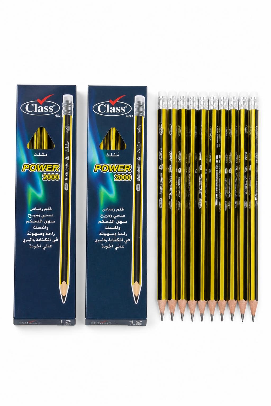 c18c79dc-4609-4d04-a3ff-0e1773a89afb.jpg علبة أقلام رصاص Class POWER 2000 مثلثة بمحاية - 12 قلم - الصورة 1