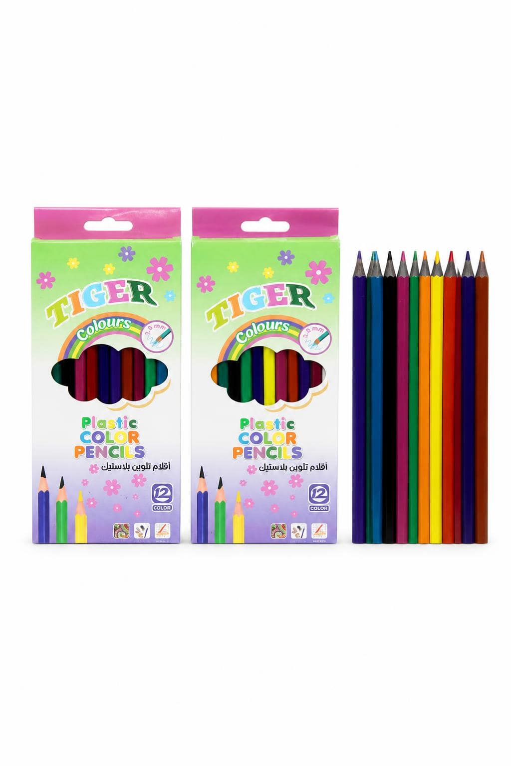 c3057242-892e-4525-9501-7bb16bc574b5.jpg أقلام تلوين بلاستيك TIGER طويلة 12 لون - موديل 5313 - الصورة 1