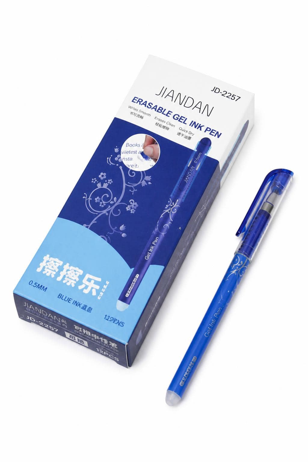 c3fa6f43-d8fe-438a-aca2-874a055fb61f.jpg قلم جل أزرق JIANDAN قابل للمسح 0.5mm - موديل 4877 - الصورة 1