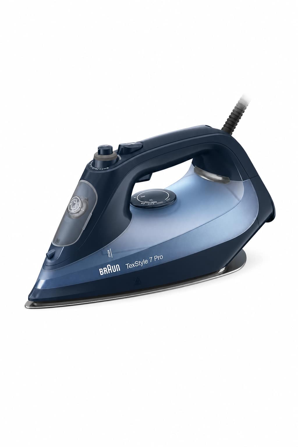 c7770f4d-f471-4491-aadc-68a6b35023a2.png مكواة بخار Braun TexStyle 7 Pro SI7160BL بقدرة 3000W وقاعدة FreeGlide 3D EloxalPlus - الصورة 1