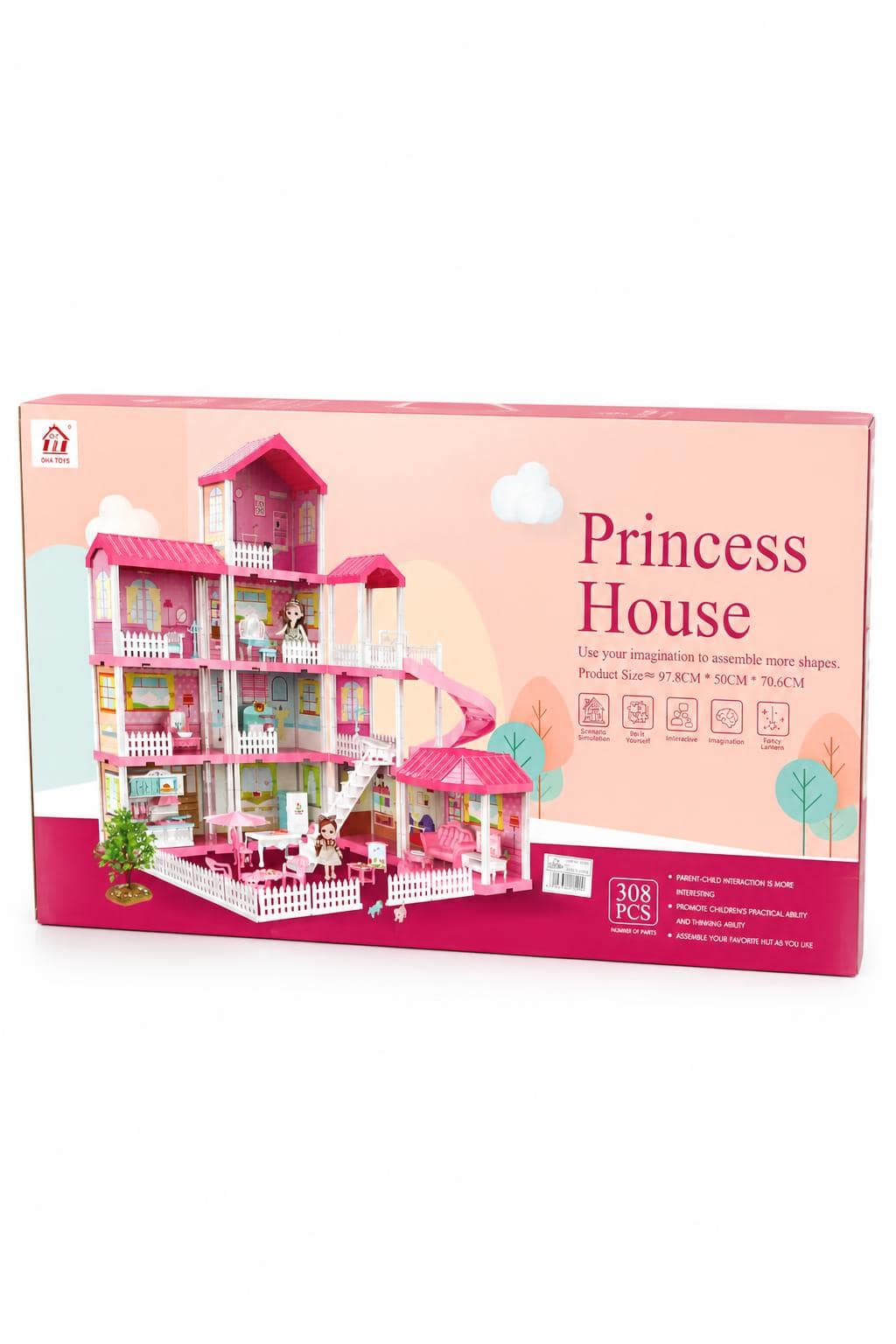 d1862238-edb9-4b6f-863e-9eb4bb2fcf71-1.jpg قصر دمى Princess House من QIXI TOYS، 308 قطع - الصورة 1