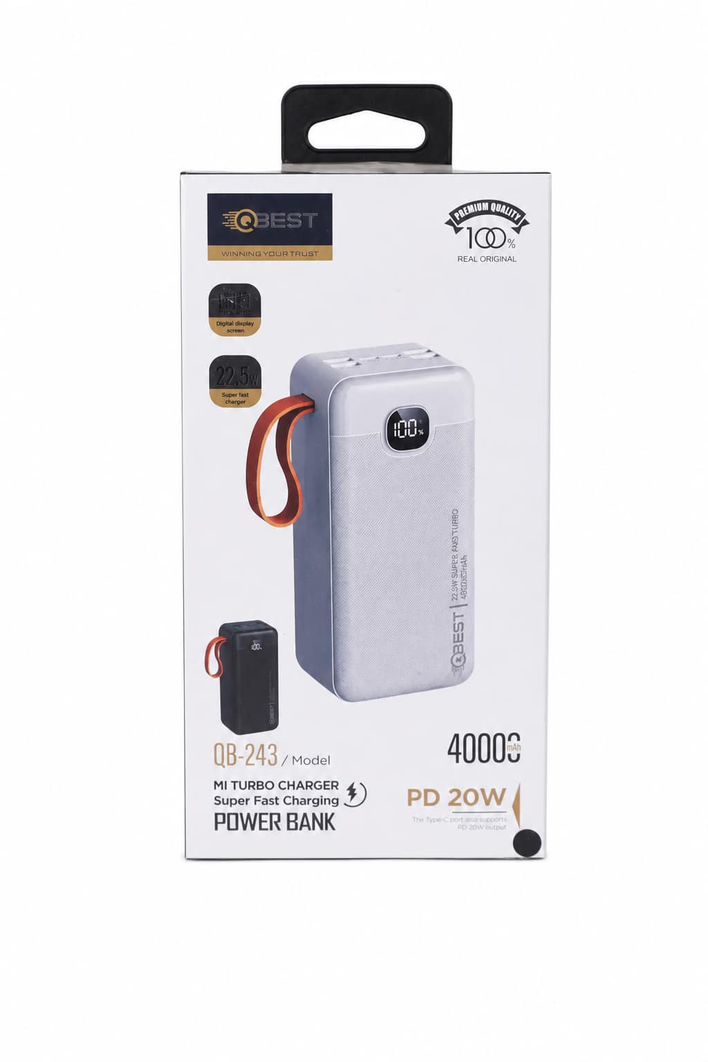 d9283602-58ab-4563-8f0b-cbcb6cfebf53.png باور بانك QBest 40000mAh شحن سريع 22.5 واط QB243 - الصورة 1