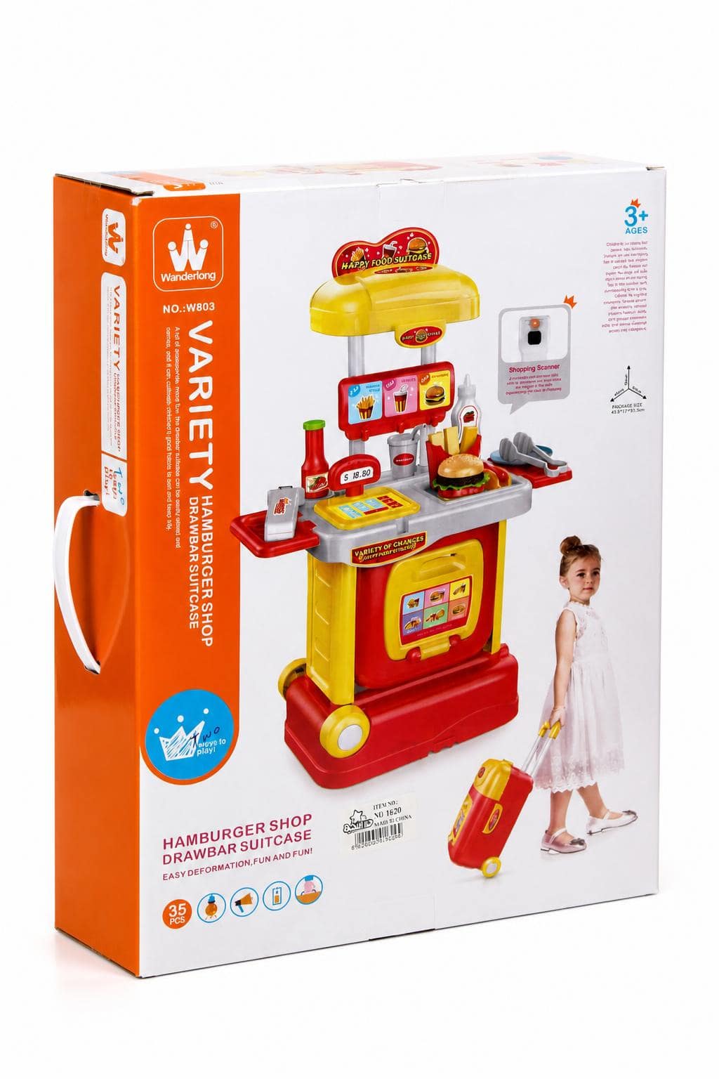 dc44dff3-309a-4706-9bca-440c96322e40.jpg لعبة متجر هامبرغر Wanderlong 35 قطعة بعربة جرّارة - 8326098 - الصورة 1
