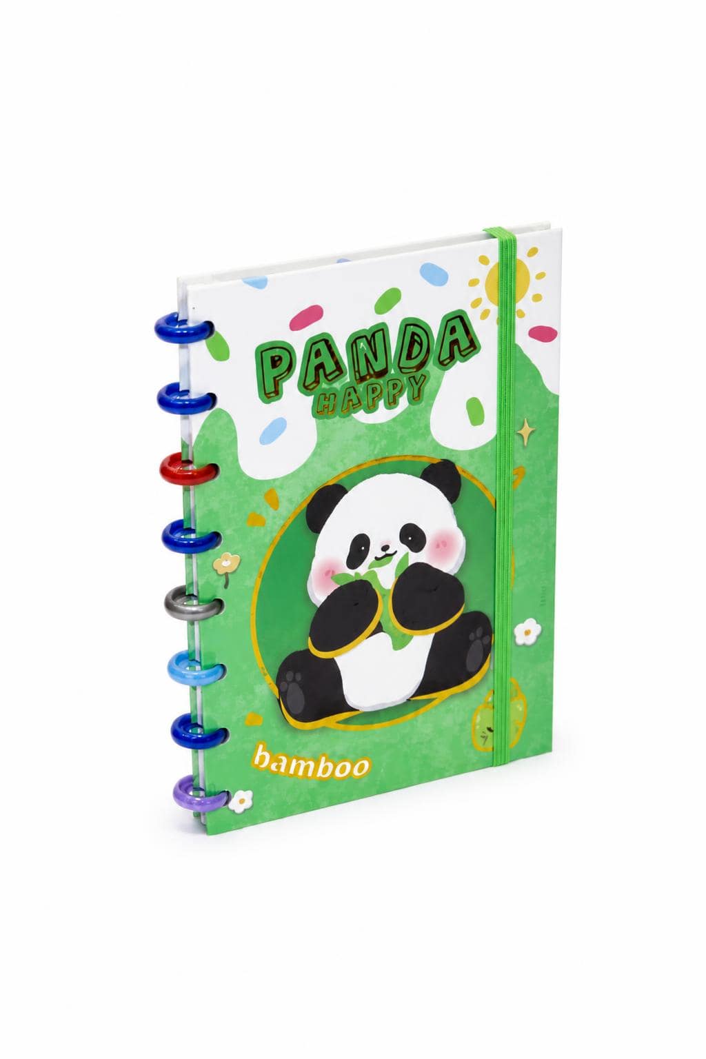 e234f0ee-3a43-4368-839c-b949896c1e27.jpg دفتر ذكريات PANDA HAPPY بمطاطة وحلقات ملونة - 14185 - الصورة 1