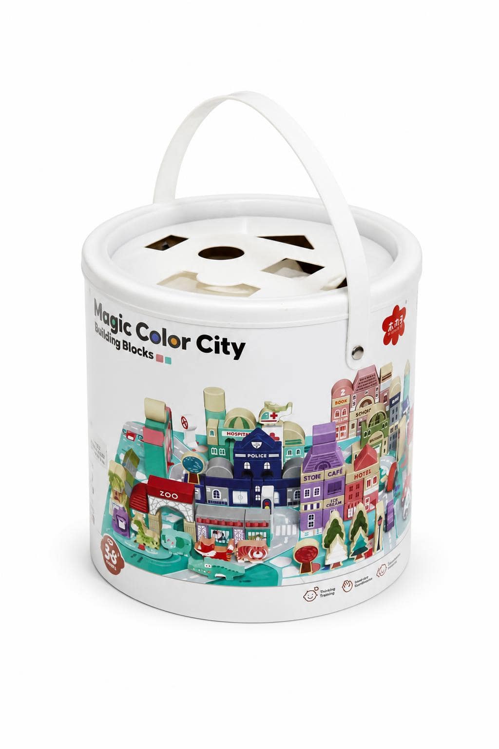 e3b3fe37-c11f-4337-9e7d-c7de1b544c8c.jpg صندوق مكعبات خشبية Magic Color City 135 قطعة موديل 16207 - الصورة 1