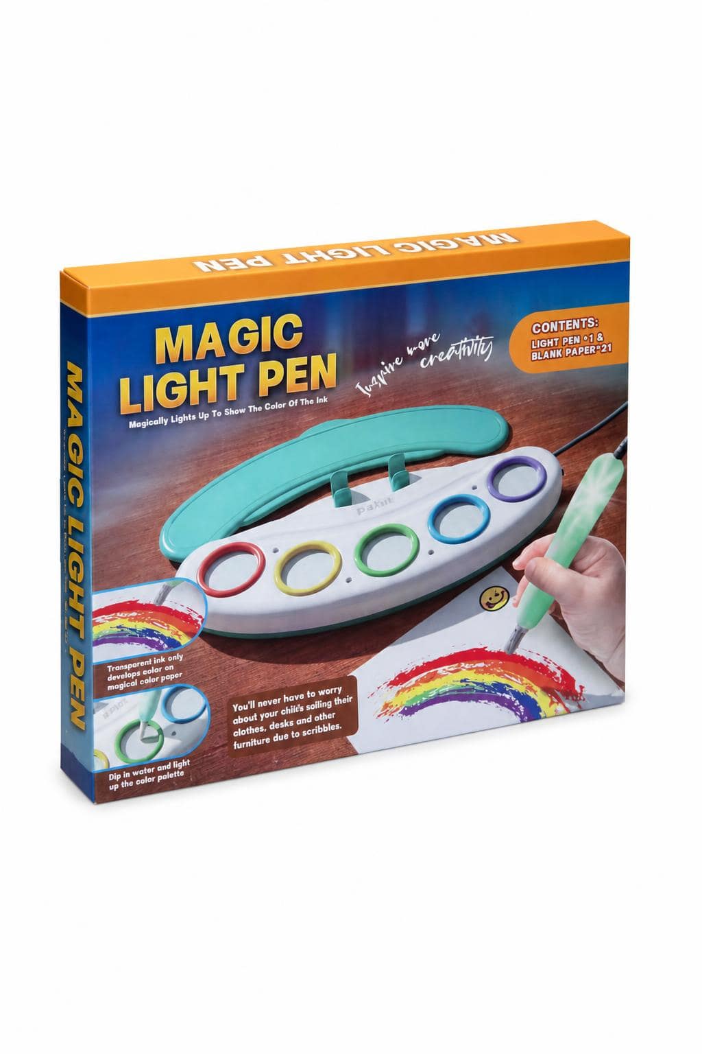f3c2aac2-ca27-4d4e-ada6-6543973ed83a.jpg قلم التلوين السحري Magic Light Pen مع ورق خاص - 16536 - الصورة 1