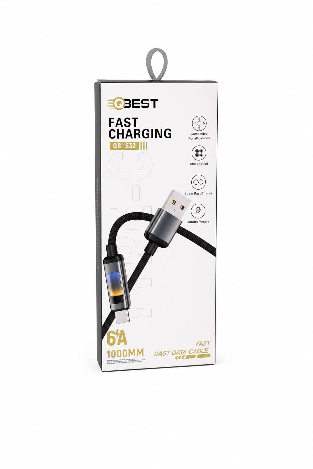 fa294b53-54c6-48a5-826b-b01288ee9827.png وصلة شحن QBest USB إلى Type-C سريعة 6A QBS32 - الصورة 1