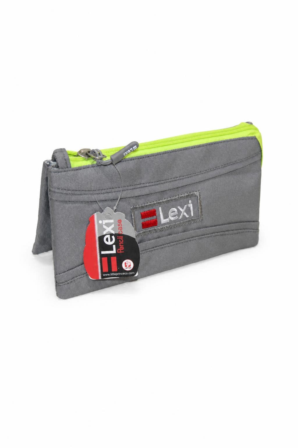 fb3f58d7-82e0-4f38-a2a9-8f7d776b0d99.jpg مقلمة Lexi قماشية مثلثة بسحاب واحد رمادي وأخضر - 9125 - الصورة 1