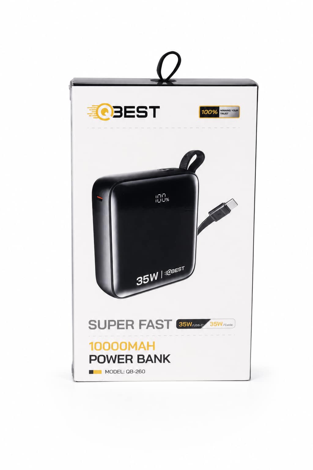 fcd3c686-5bfa-489c-8640-6edc7954344f.png باور بانك QBest بسعة 10000MAH وقدرة 35W موديل QB260 - الصورة 1