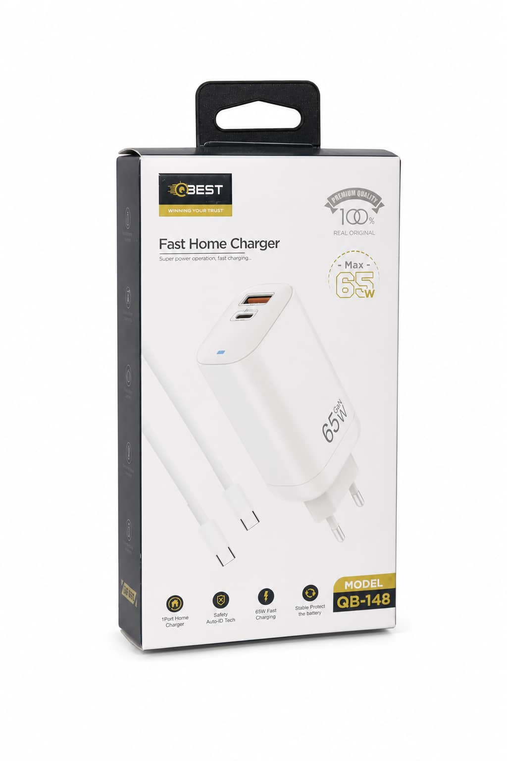 fd883799-4291-4af7-a9be-453136730040.png شاحن QBest بقدرة 65W ومنفذي Type-C وUSB - QB148 - الصورة 1