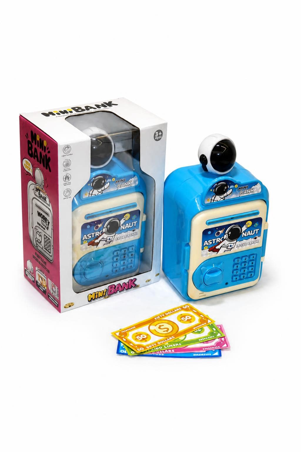 ffdd3840-d4d2-4397-8dae-a6cf481d43b9.jpg خزنة أطفال إلكترونية Mini Bank بتصميم رائد فضاء - موديل 15147 - الصورة 1